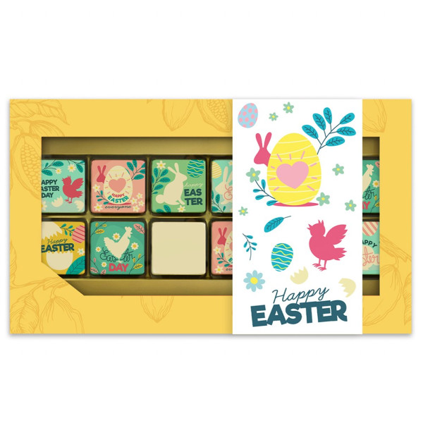 ChocoGiftbox 12 – Ostern mit Logowürfel (132 Gramm)
