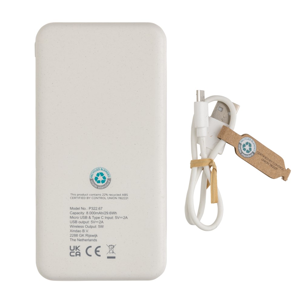 Wireless Powerbank aus RCS Standard recyceltem Kunststoff