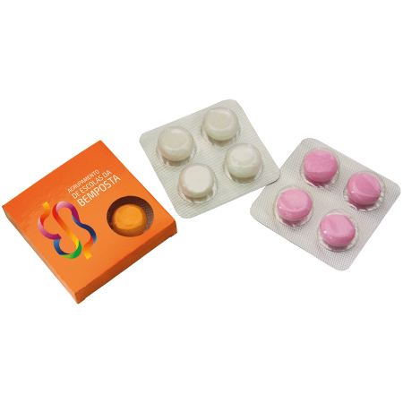 Papierschachtel 4 Mentos in Blisterverpackung